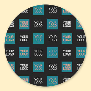2 Logo's Eenvoudig Herhalend Logo Wit Ronde Sticker