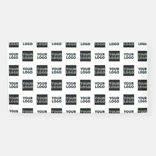 2 Logo's Eenvoudig Herhalend Logo | Wit Spandoek (Horizontaal)