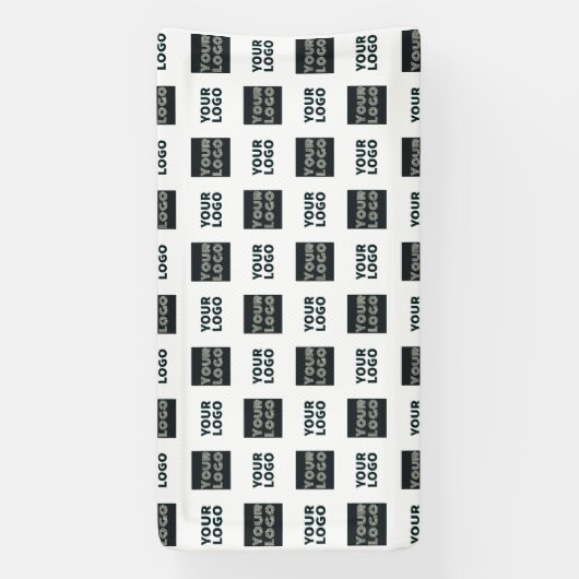 2 Logo's Eenvoudig Herhalend Logo | Wit Spandoek (Verticaal)