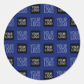 2 Logo's eenvoudige herhalende Logo | marineblauw Ronde Sticker (Voorkant)