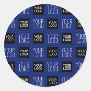 2 Logo's eenvoudige herhalende Logo   marineblauw Ronde Sticker