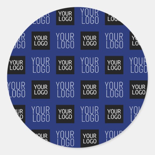 2 Logo's eenvoudige herhalende Logo | marineblauw Ronde Sticker (Voorkant)