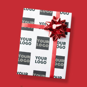 2 Logo's eenvoudige herhalende Logo   Wit Cadeaupapier