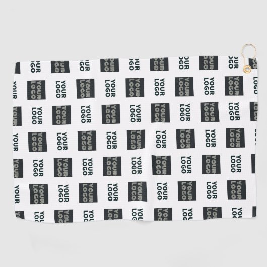 2 Logo's eenvoudige herhalende Logo | Wit Golfhanddoek (Horizontaal)