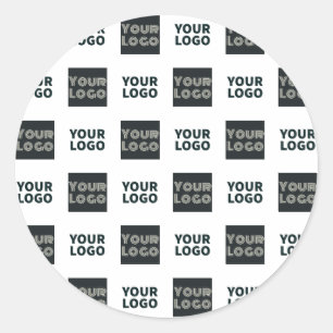 2 Logo's eenvoudige herhalende Logo   Wit Ronde Sticker