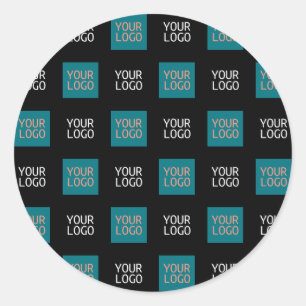 2 Logo's eenvoudige herhalende Logo   Wit Ronde Sticker