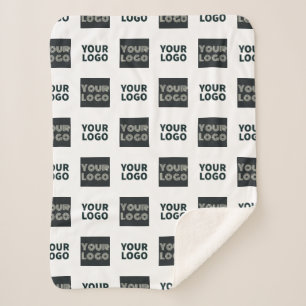 2 Logo's eenvoudige herhalende Logo   Wit Sherpa Deken