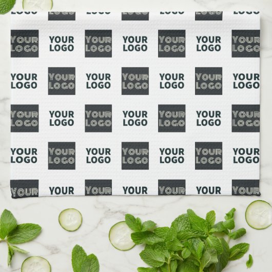 2 Logo's eenvoudige herhalende Logo | Wit Theedoek (Gevouwen)