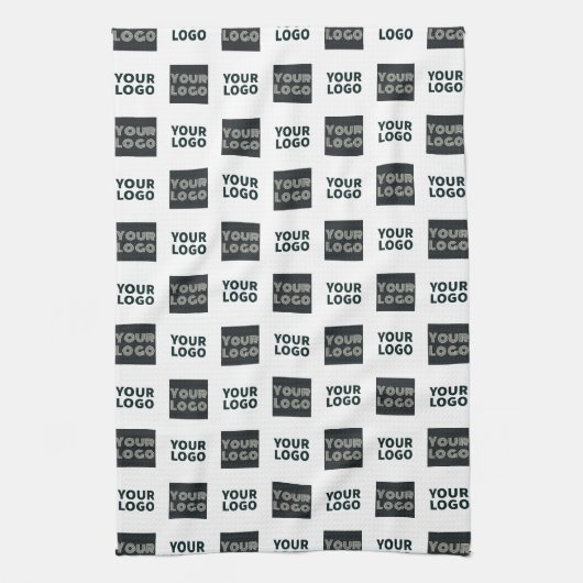 2 Logo's eenvoudige herhalende Logo | Wit Theedoek (Verticaal)