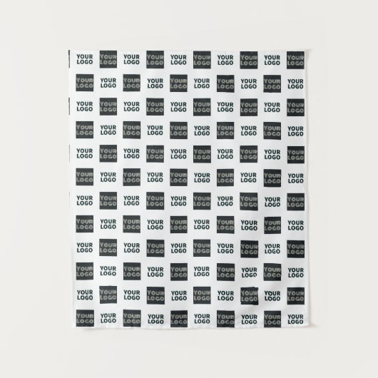 2 Logo's eenvoudige herhalende Logo | Wit Wandkleed (Voorkant)