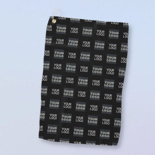 2 Logo's eenvoudige herhalende Logo | Zwart Golfhanddoek