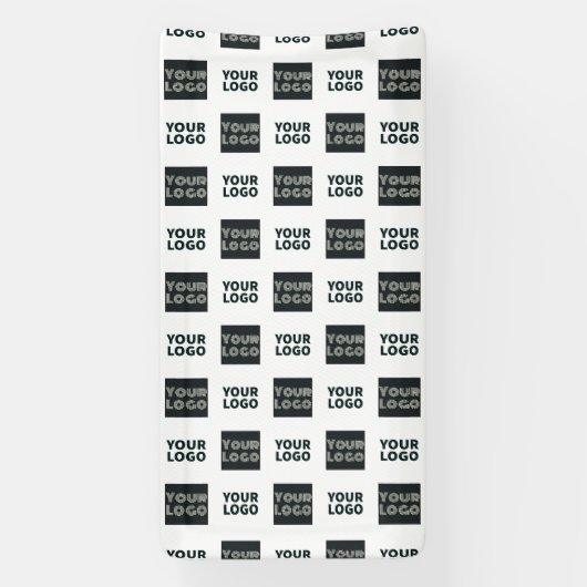 2 Logo's Eenvoudige Herhalende Logo's | Wit Spandoek (Verticaal)