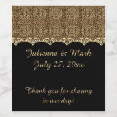 #2 Luipaard Print Gouden Diamanten Bling Bruilofte Wijn Etiket (Enkel label)