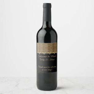 #2 Luipaard Print Gouden Diamanten Bling Bruilofte Wijn Etiket