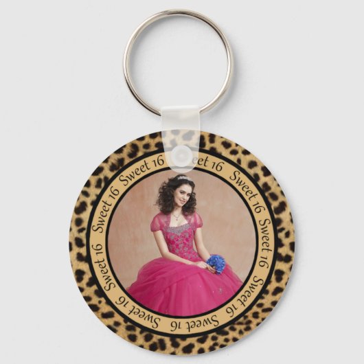 #2 Luipaardprint Foto Sweet 16 Sleutelhanger (Voorkant)