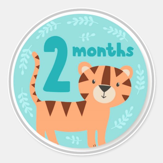 2 maanden Baby Milestone Classic Round Sticker (Voorkant)