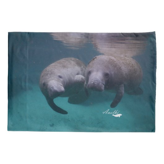 2 Manatee Friends pillowcase Kussensloop (Achterkant)