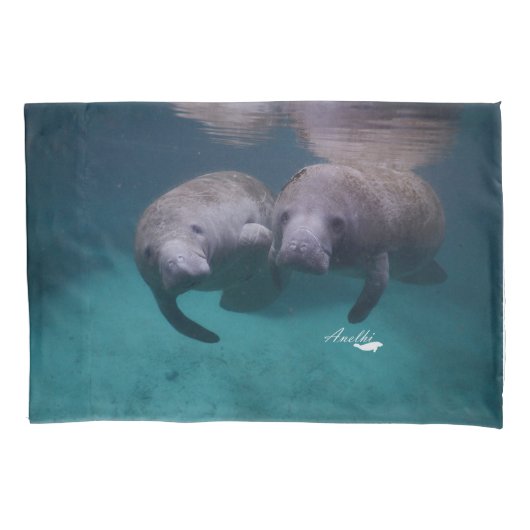 2 Manatee Friends pillowcase Kussensloop (Voorkant)