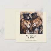 2 mannelijke leeuwen steampunk Bewaar de datum Save The Date (Voorkant / Achterkant)
