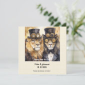 2 mannelijke leeuwen steampunk Bewaar de datum Save The Date (Staand voorkant)