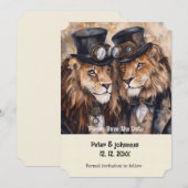 2 mannelijke leeuwen steampunk Save the date Kaart (Voorkant / Achterkant)