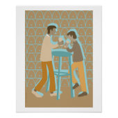 2 mannen bij praattafel perfect poster (Voorkant)