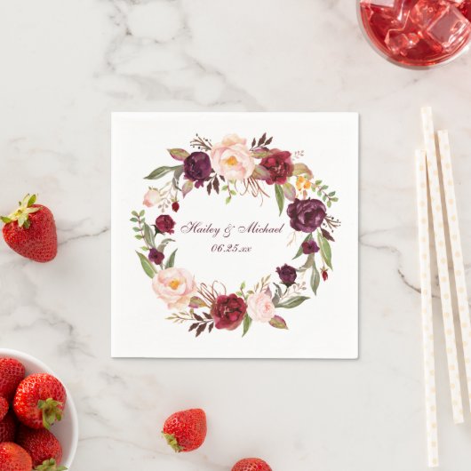 #2 Marsala Bourgondische witte rozen | Servetten (Insitu)