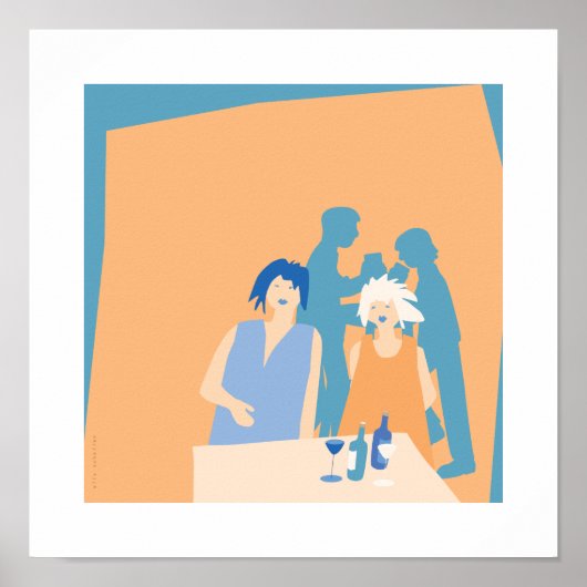 2 men and 2 women in a bar poster (Voorkant)