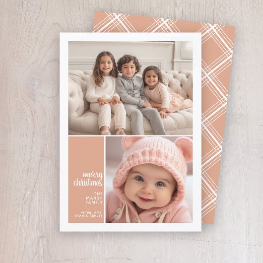 2 Minimale kerstbekorting met fotocollage Feestdagenkaart