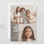 2 Minimale kerstkerstvakantie met fotocollage Feestdagenkaart (Voorkant)