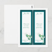 2 Moderne Blauwgroen Peacock Save the Date Bladwij Briefkaart (Voorkant / Achterkant)