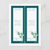 2 Moderne Blauwgroen Peacock Save the Date Bladwij Briefkaart (Voorkant)