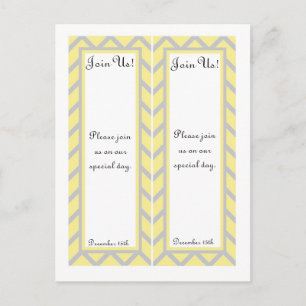 2 moderne Chevron geel/grijs bruiloft Bladwijzer Briefkaart