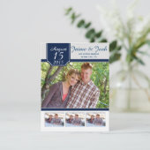 #2 Moderne marine en grijze foto sparen de datum Save The Date (Staand voorkant)