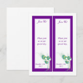 2 Moderne Paarse Pauw Save the Date Bladwijzer Aankondigingskaart (Voorkant / Achterkant)