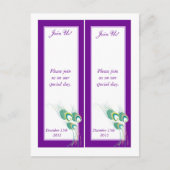 2 Moderne Paarse Pauw Save the Date Bladwijzer Aankondigingskaart (Voorkant)