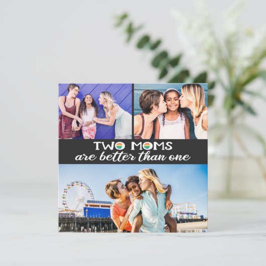 2 moeders zijn beter dan één moederdag fotokaart (Staand voorkant)