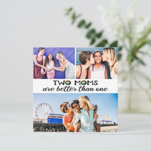 2 moeders zijn beter dan één moedersdag fotokaart (Staand voorkant)