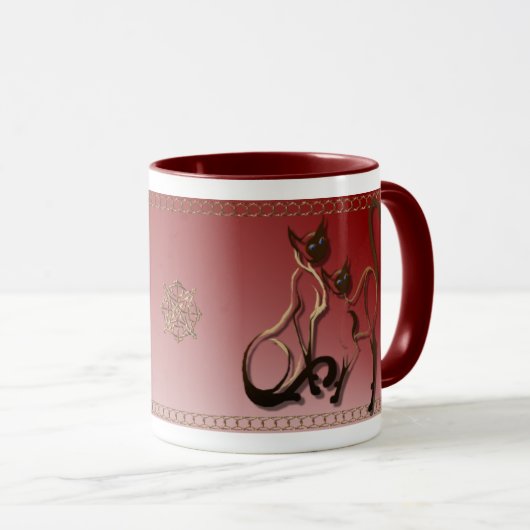 2 Mok Siamese Katten (Voorkant rechts)