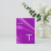 2 MONOGRAM paars violet wit roze Visitekaartje (Staand voorkant)