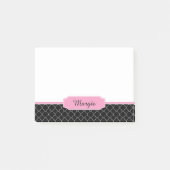 #2 Monogram zwart-roze Quatrefoil Patroon Post-it® Notes (Voorkant)