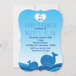 2 Mooie Blauwe Walvissen Baby Shower Feest Uitnodi Kaart