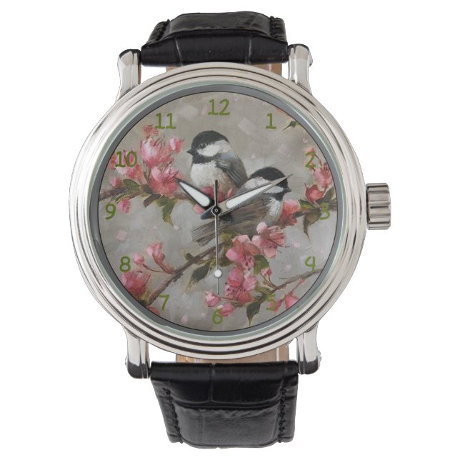 2 mooie zangvogels horloge (Voorkant)