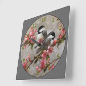 2 mooie zong vogels vierkante klok (Hoek)