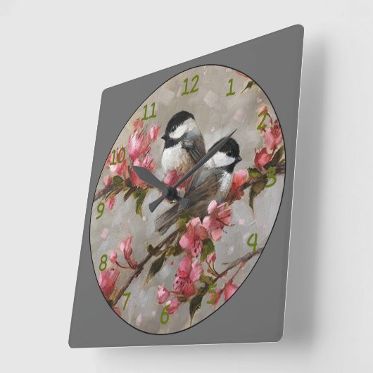 2 mooie zong vogels vierkante klok (Hoek)