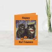 2 Moppige Kittens Halloween Kaart (Voorkant)