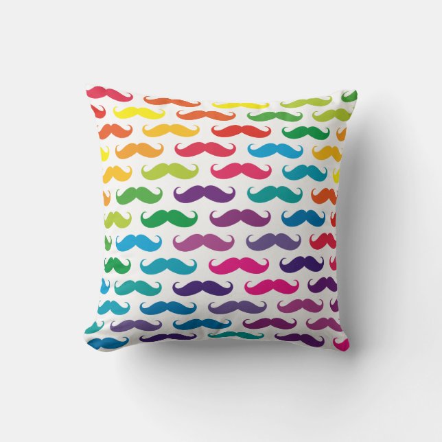 #2 Multicolored Mustache Patterned Sierkussennen Kussen (Voorkant)