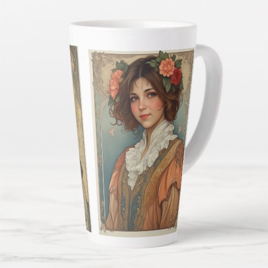 2 Muncha-stijl kunst van dezelfde vrouwen Latte Mok (Rechterhoek)