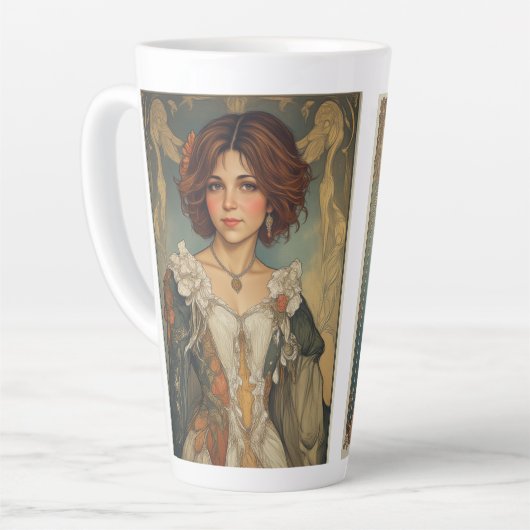 2 Muncha-stijl kunst van dezelfde vrouwen Latte Mok (Linkerhoek)