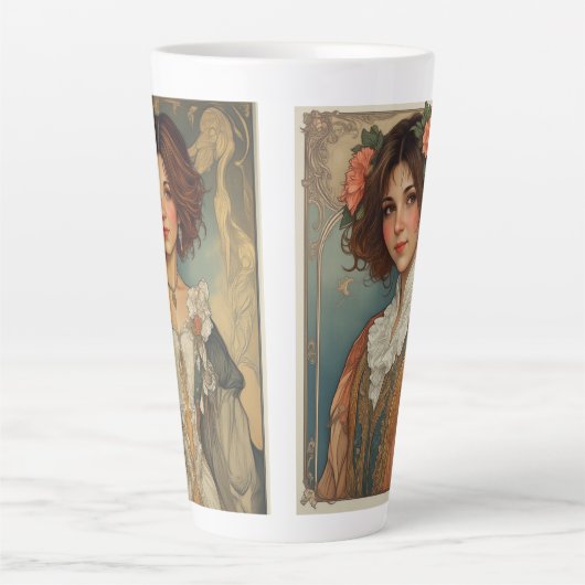 2 Muncha-stijl kunst van dezelfde vrouwen Latte Mok (Voorkant)